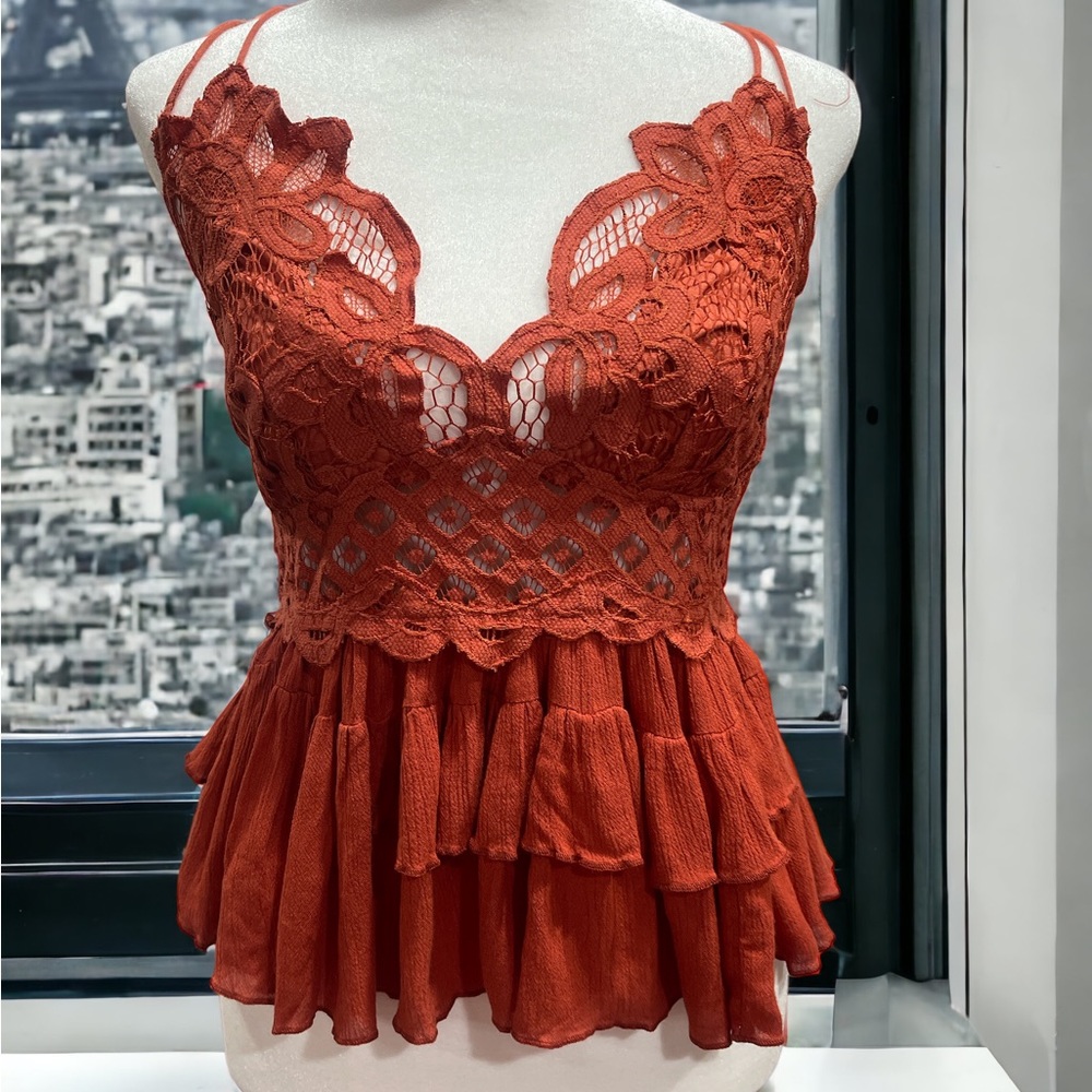 Free People Intimately Adella Cami in Winding Roads (Terra Cotta) Size Large